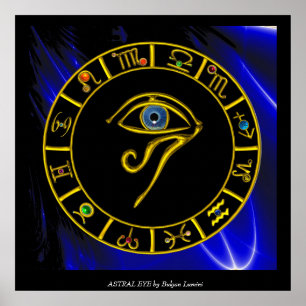 Póster ASTRAL HORUS EYE,BLUE TALISMAN Astrology Chart
