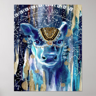 Poster Astral Moon Cow Mandala  presente para o amante da