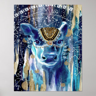 Poster Astral Moon Cow Mandala| presente para o amante da