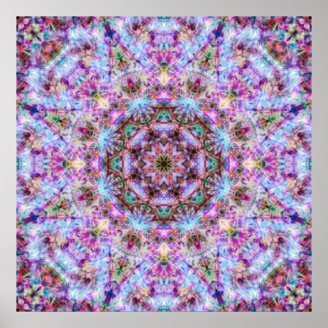 Poster Astrid - Pastel Pink & Purple Psychedelic Mandala (Frente)