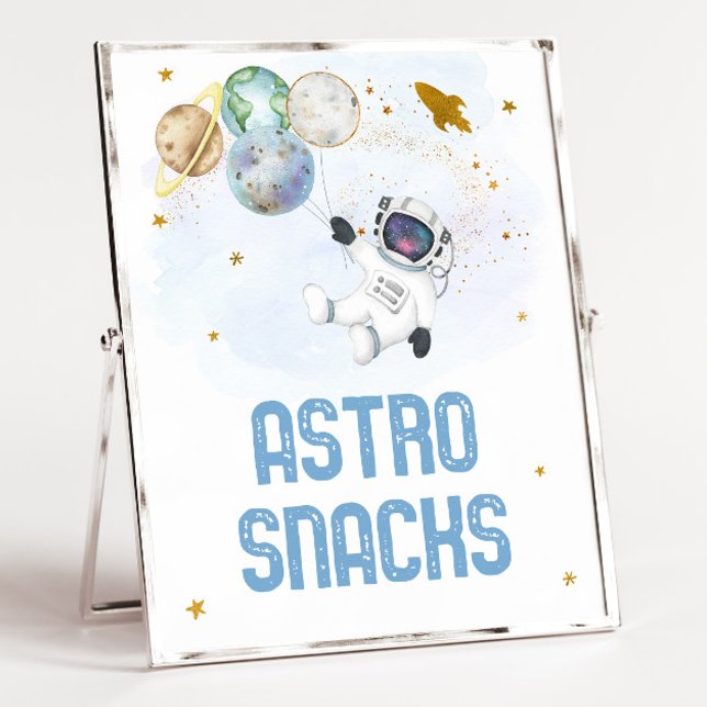 Poster Astro aprisiona Astronauta Blue Dourado Space Birt (Criador carregado)
