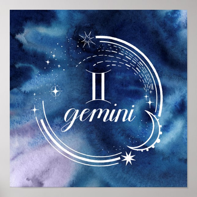 Poster Astrologia por Aquarela - Gemini (Frente)