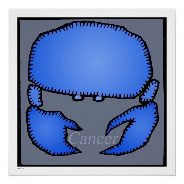 Póster Astrologia Símbolo de Cancer Zodiac Aniversário 20 (Frente)