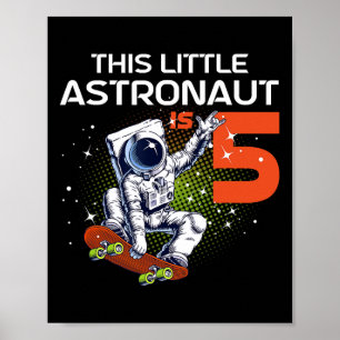 Poster Astronaut de skate no 5º aniversário 5 anos de ida