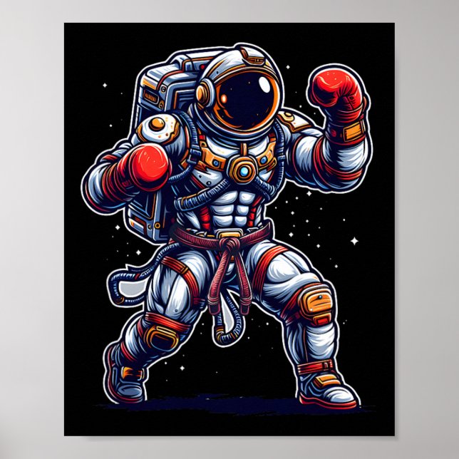 Poster Astronaut Muay Thai Boxe Karatê Kickboxing Marti (Frente)