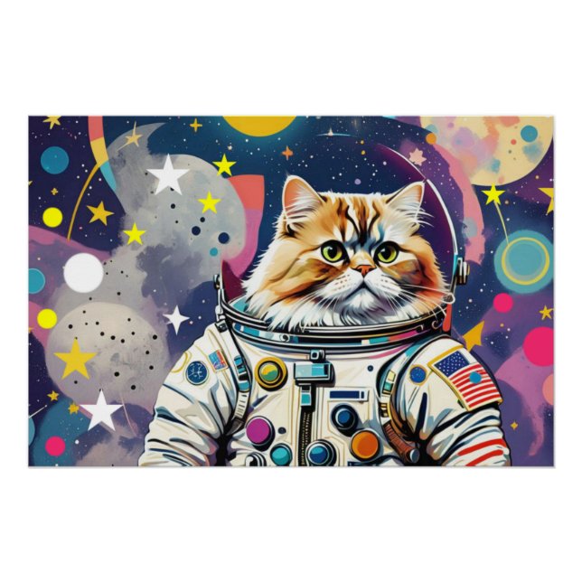 PÓSTER ASTRONAUT PERSIAN CAT 3 (Frente)