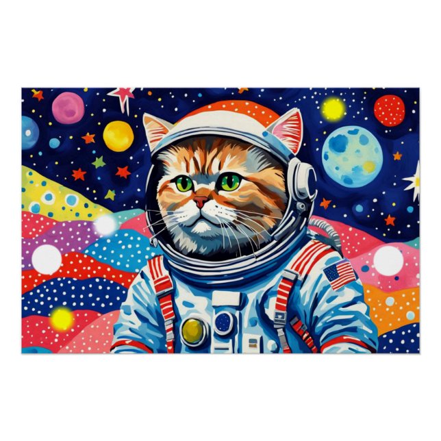 PÓSTER ASTRONAUT PERSIAN CAT 4 (Frente)