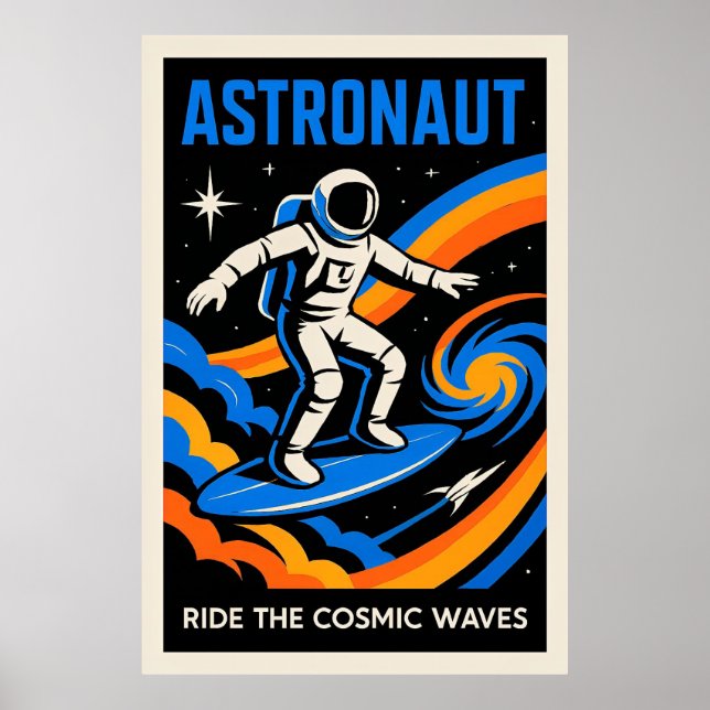 Poster Astronaut: Ride the Cosmic Waves (Frente)