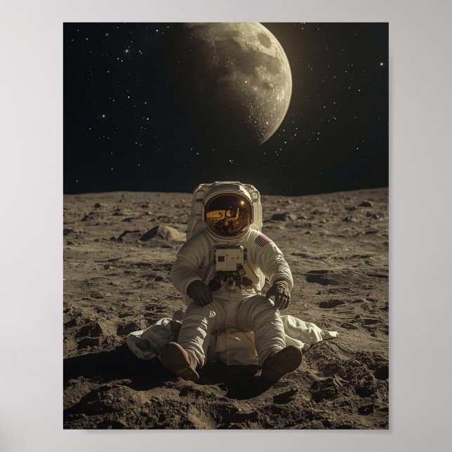 Poster Astronaut Sitting on the Moon (Frente)