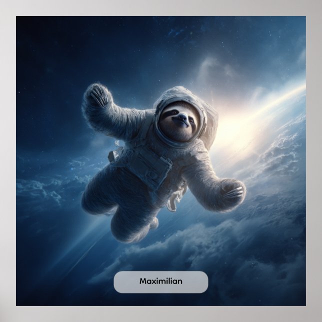 Poster Astronaut Sloth Space Surreal Animal Personalized  (Frente)
