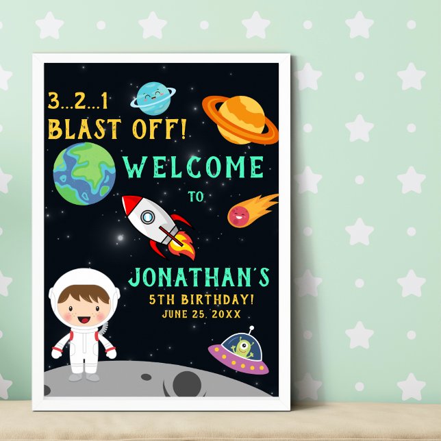 Poster Astronaut Space Birthday Blast Off Theme" (Criador carregado)