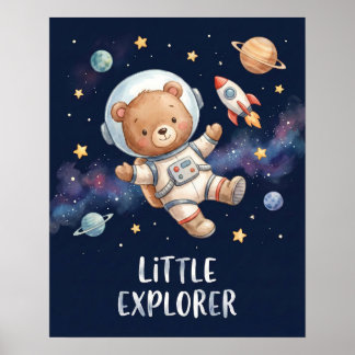 Poster Astronaut Teddy Bear Little Explorer Space Kids