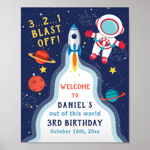 Poster Astronauta Astronauta Foguete Exterior Aniversário