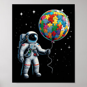Poster Astronauta Autismo Segurando Planeta Bylloons Auti
