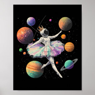 Poster Astronauta Ballerina Dançando Em Planetas Espaciai