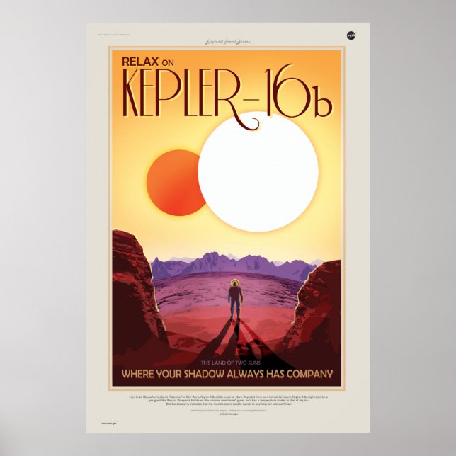 Póster Astronauta Binário do Sistema Star no Exoplanetári (Frente)