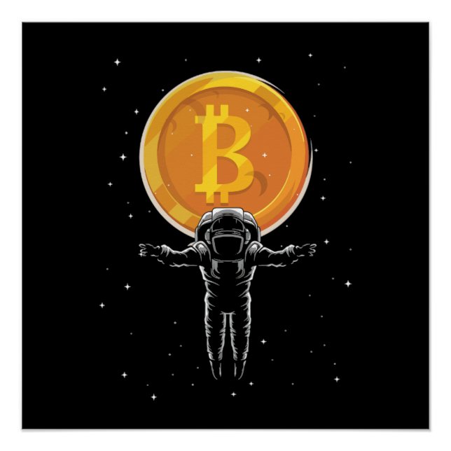 Póster Astronauta Bitmoeda à Lua - Bitmoney Crypto (Frente)