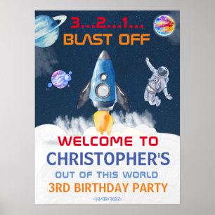 Poster Astronauta Blue Space Birthday