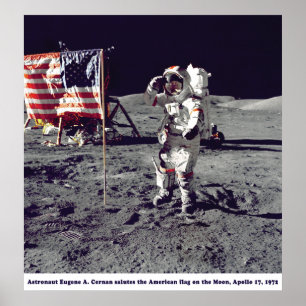 Poster Astronauta Cernan na lua Apollo 17 1972