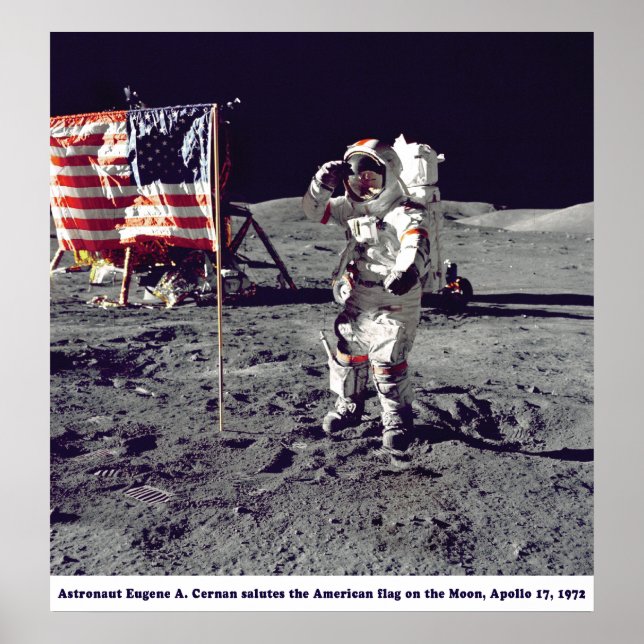 Poster Astronauta Cernan sobre a Lua Apolo 17 1972 (Frente)