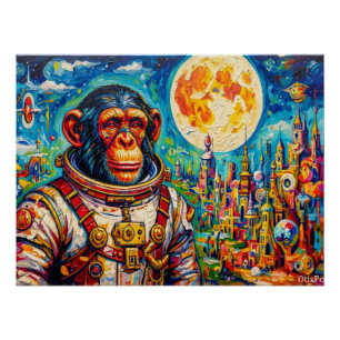 PÓSTER ASTRONAUTA-CHIMPANZÉ STEAMPUNK 2