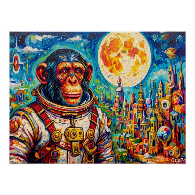 PÓSTER ASTRONAUTA-CHIMPANZÉ STEAMPUNK 2 (Frente)