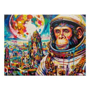 PÓSTER ASTRONAUTA-CHIMPANZÉ STEAMPUNK 3