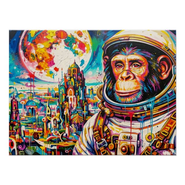 PÓSTER ASTRONAUTA-CHIMPANZÉ STEAMPUNK 3 (Frente)