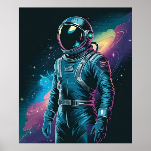 Poster Astronauta com traje futurista (Frente)