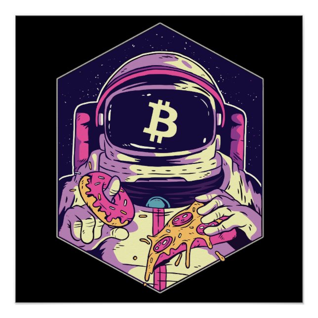 Póster Astronauta Cripto BITCOIN (Frente)
