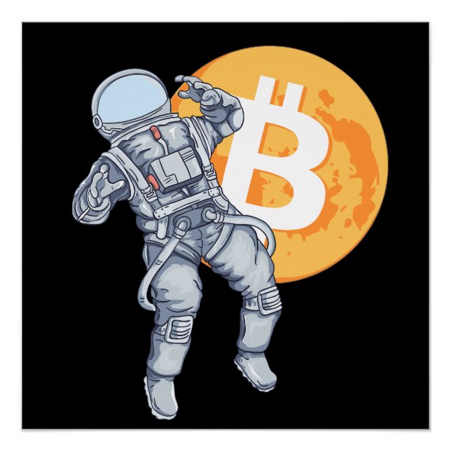 Póster Astronauta Cripto-BITCOIN - À Lua (Frente)