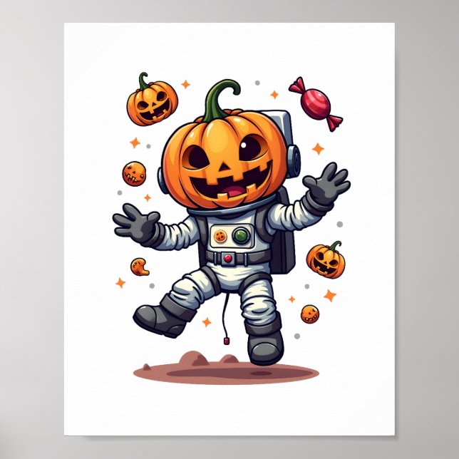 Poster Astronauta da Abóbora - Camisa do Explorador Espac (Frente)