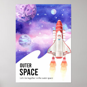 Poster Astronauta da Galáxia do Espaço em Água