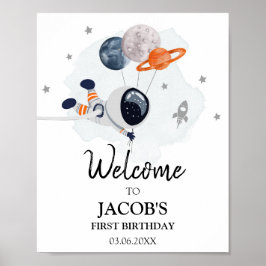 Poster Astronauta da Galáxia do Espaço Exterior Boas-vind