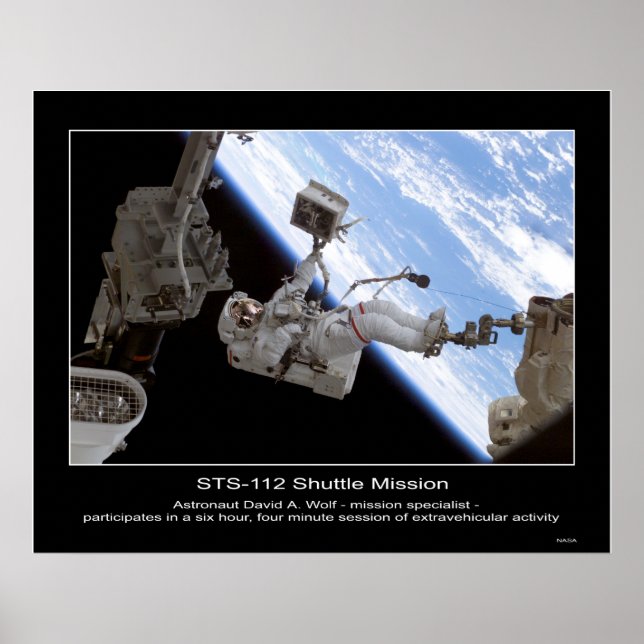 Póster Astronauta David A. Wolf STS-112 Space Walk (Frente)