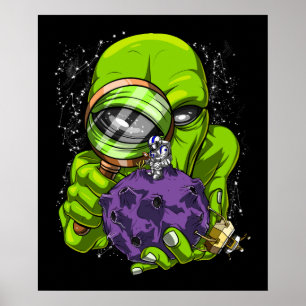 Poster Astronauta de Alienígena Espacial Raptando Conspi