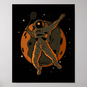 Poster Astronauta de Badminton Espacial Exterior
