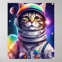 Poster Astronauta De Gato De Cowboy, Gato De Cadete Espac
