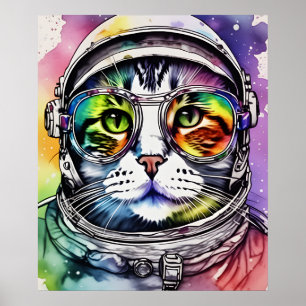 Poster Astronauta de Gato do Rainbow Space