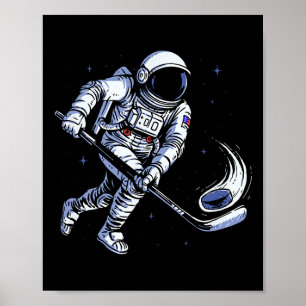 Poster Astronauta de Hóquei Espacial Jogando em Gravidade