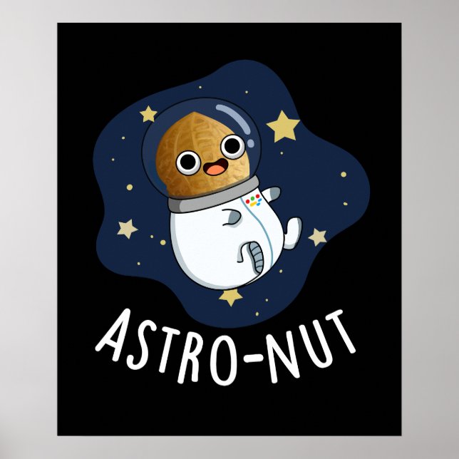 Poster Astronauta de Noz Engraçado Astronauta Pun Dark BG (Frente)