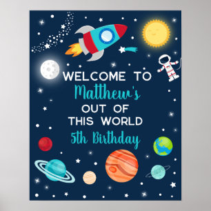 Poster Astronauta do Astronauta Exterior Aniversário Bem-