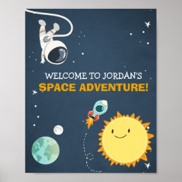 Poster Astronauta do Foguete Sinal de Boas-vindas do Espa