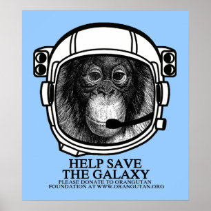 Poster Astronauta do orangotango - ajuda para salvar o