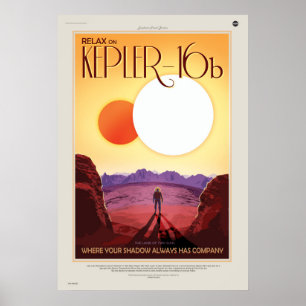 Póster Astronauta do sistema da estrela binária em