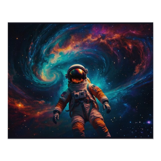 Póster Astronauta Drifador no Espaço Exterior (Frente)