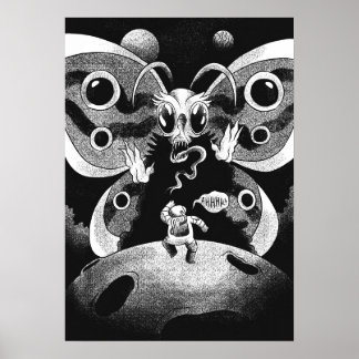 Poster Astronauta e Borboleta Assustadora