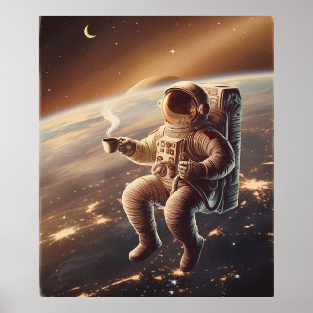 Poster Astronauta e Café (Frente)
