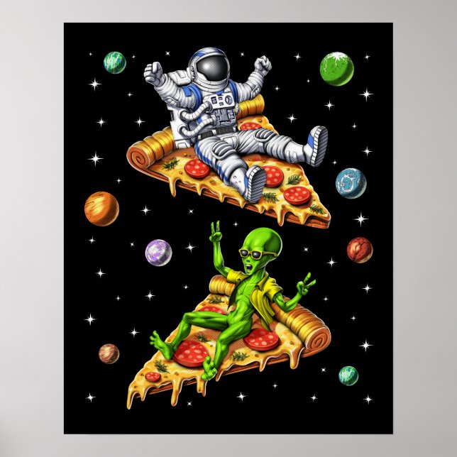 Poster Astronauta E Pizza Alienígena (Frente)