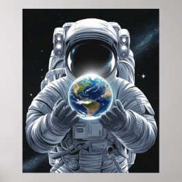 Poster Astronauta e planeta Terra